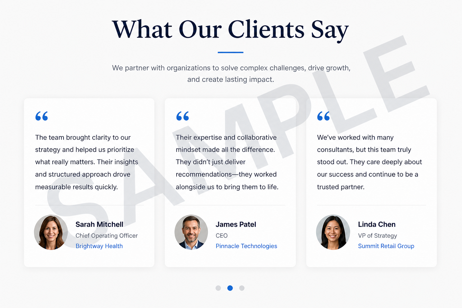 Sample Customer Testimonials
